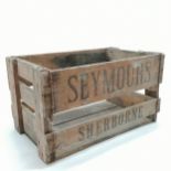 Seymours Sherborne 1961 dated wooden crate - 40cm x 25cm x 22cm ~ has old worm damage