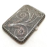 Unmarked silver filigree cigarette case with Taj Mahal detail - 12cm x 8cm & total weight 120g