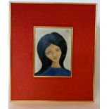 Framed oil on board portrait of a girl signed LS - 43cm x 37cm