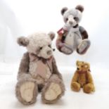3 x jointed teddy bears - Charlie Bear Paris (48cm), Charlie Bear Raggle & bespoke hand made small