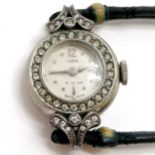 Tudor Rolex ladies cocktail watch set with white stones marked movement & 18mm case, mechanical wind