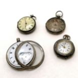 4 x silver cased antique pocket watches - all for spares / repairs