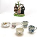 3 x antique Royal Worcester cups (teabowl in good condition other 2 a/f), preacher man & woman