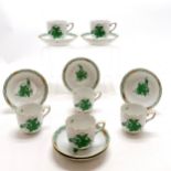 Herend Chinese bouquet (green) set of 6 x cups / saucers + 1 extra saucer ~ no obvious damage /
