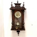 Antique wall clock, 80cm high x 31cm wide. pendulum and key