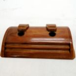 Art Deco period bakelite / early plastic desk inkstand with sliding lids to top & original red /
