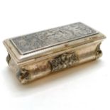 Antique continental silver hand worked niello lidded box with oriental scene to lid & lemon gilt