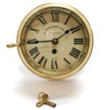 Henry Browne & Son Ltd brass vintage ships clock (with key & running) - 19cm diameter