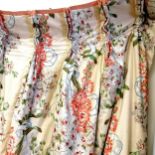 4 x floral & bow fabric interlined curtains - each curtain 220cm drop x 100cm wide. In good used