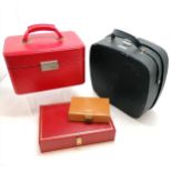 Vintage red vanity travel case (34cm x 22cm x 20cm) t/w antler case & 2 empty jewellery boxes
