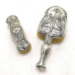 2 x 1907 Art Nouveau Chester silver brushes with kingfisher detail by William Neale & Sons - longest