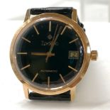 Zodiac gents 18ct gold automatic wristwatch #726322 with black dial on original strap & buckle (case