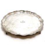 Silver scallop edge salver on 4 feet by James Dixon & Sons Ltd engraved with Percival family