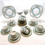 Crown Staffordshire 13 setting tea set inc 2 cake plates, milk, sugar - no obvious damage