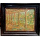 Framed oil on panel painting of trees by a river signed Le Sidaner (& Henri Le Sidaner written