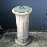 Fluted pedestal with bronze sundial - 80cm high