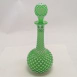 Antique Bohemian green uranium overlaid glass large scent bottle - 24cm high & no obvious faults