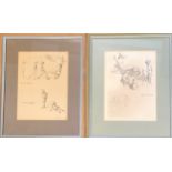 Pair of monochrome framed prints of children playing - 26cm x 20cm