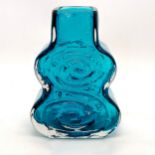 Whitefriars guitar / cello blue glass vase - 18cm high. In good condition.