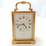 Imhof gilded brass carriage clock with second hand sub-dial & chase decoration to movement - case