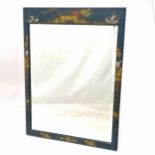 Antique blue grounded Chinoiserie easel back mirror with bevelled mirror plate 41cm x 31cm, in