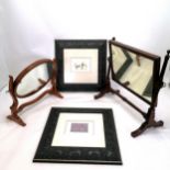 2 dressing table mirrors t/w pair of framed prints (elephant & horse)