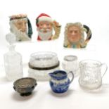 3 x Royal Doulton character jugs (Neptune (18cm high), Handel & Santa Claus - all 3 in good