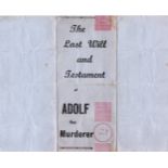 WWII propaganda leaflet - The last will and testament of Adolf the Murderer (TO HELL!)