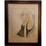 Framed watercolour of a bathing beauty by Sgt W A Tracey, 1st London Welsh, 15th RWF - 33cm x 26.5cm