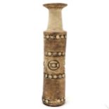 Studio pottery tall vase with impressed decoration - 44.5cm high