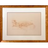 Original Kay Boyce signed self portrait drawing - reclining nude ~ 76cm x 60cm