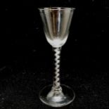 Antique 18th century air twist stem cordial / wine glass - 15cm high & 6.5cm diameter base and no