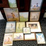 Qty of framed nostalgic / childrens nursery prints inc fairies - largest 31cm x 24cm