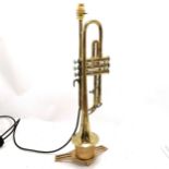 Novelty brass lamp base of a Zenith brass trumpet 65cm high without the bulb. PAT tested