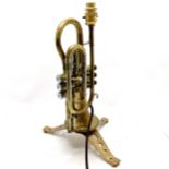 Novelty lampbase a brass trumpet 47cm high without the bulb. PAT tested