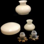 Opaque white glass electric ceiling plafonnier shade (30cm diameter) t/w pair of lamp shades & 2 x