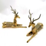 Heavy pair of decorative brass ornamental deer - 36cm long & 29cm high & total approx 8.5kgs