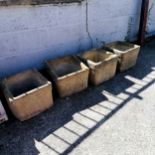 Set of 4 square concrete planters - 36cm square & 27cm high