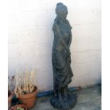 Large scale fibreglass figure of a lady with black paint finish - 152cm high & has slight stress