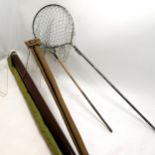 Fenwick cased 2 part fishing rod (case 130cm long) t/w vintage fishing rod in a Allcock & Brown
