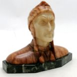 Antique hand carved bust of Dante Alighieri with foundry mark to back by Aktien Gesellschaft