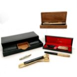 3 x Parker pens inc Parker 51 (slight dents to lids of all 3), wooden case fat bodied pen (14cm),