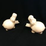 2 x Clarice Cliff (Wilkinson) hippo ashtrays - 9cm high & in good condition