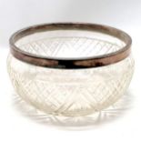 Cut glass bowl with a silver rim - 20cm diameter - in used condition