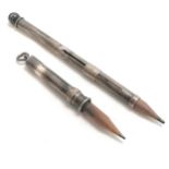 2 x silver propelling pencils (longest is Chester silver - 15cm inc pencil and has dents to