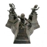 Contemporary cast bronze stand with 3 figural detail - 23cm high