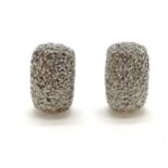 18ct hallmarked white gold pave diamond set earrings - approx 12mm drop & 7.1g total weight