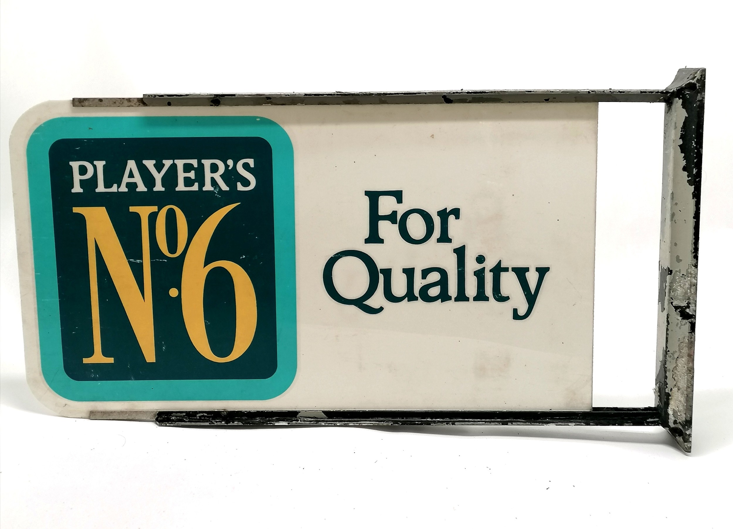 Original Player's No 6 aluminium framed plastic advertising sign - 73cm x 37cm with slight losses to - Image 2 of 2