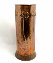 Antique Arts & Crafts / Art Nouveau copper stick stand - 61cm & 23cm diameter top ~ no obvious