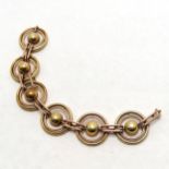 14ct (marked 14k US) fancy link designer bracelet with hidden catch in 2 tone gold - 20cm long &